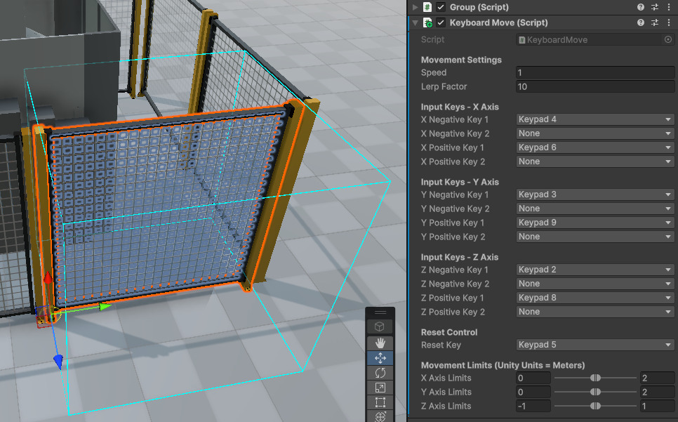 KeyboardMove component in Unity Inspector