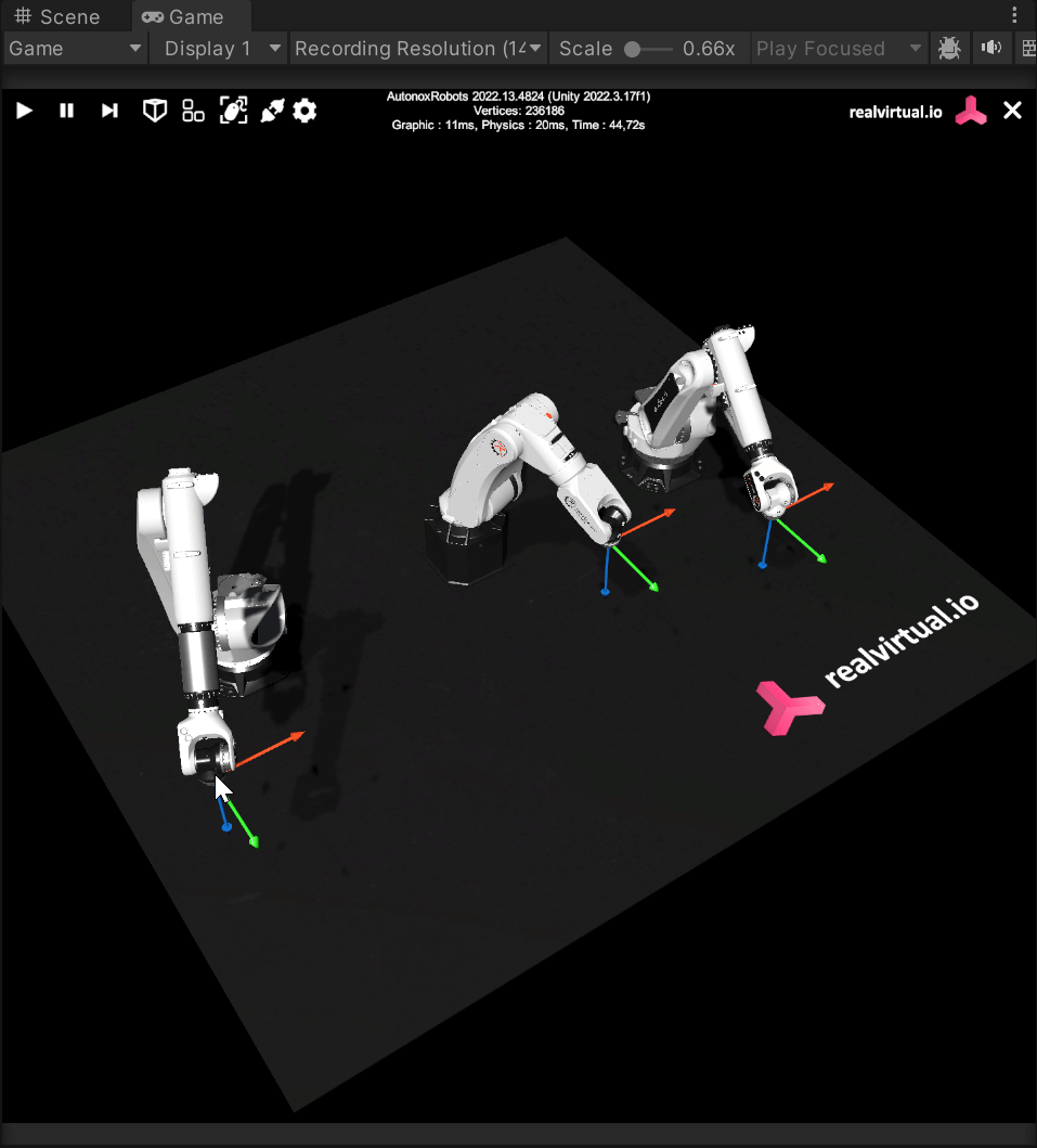 Autonox demonstration model showing three robot types
