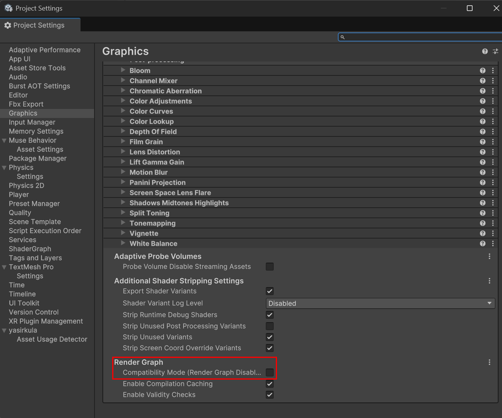 Unity 6 Render Graph settings